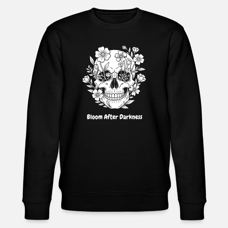 Flower Skull Bloom After Darkness - Stanley/Stella CHANGER Unisex Organic Sweatshirt - black
