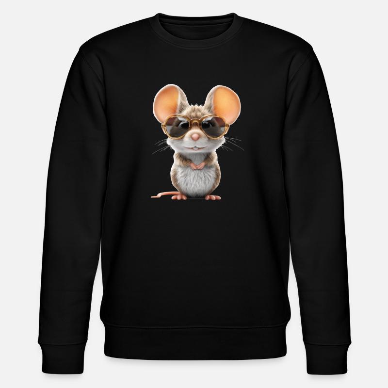 Mouse with glasses - Stanley/Stella CHANGER Unisex Organic Sweatshirt - black