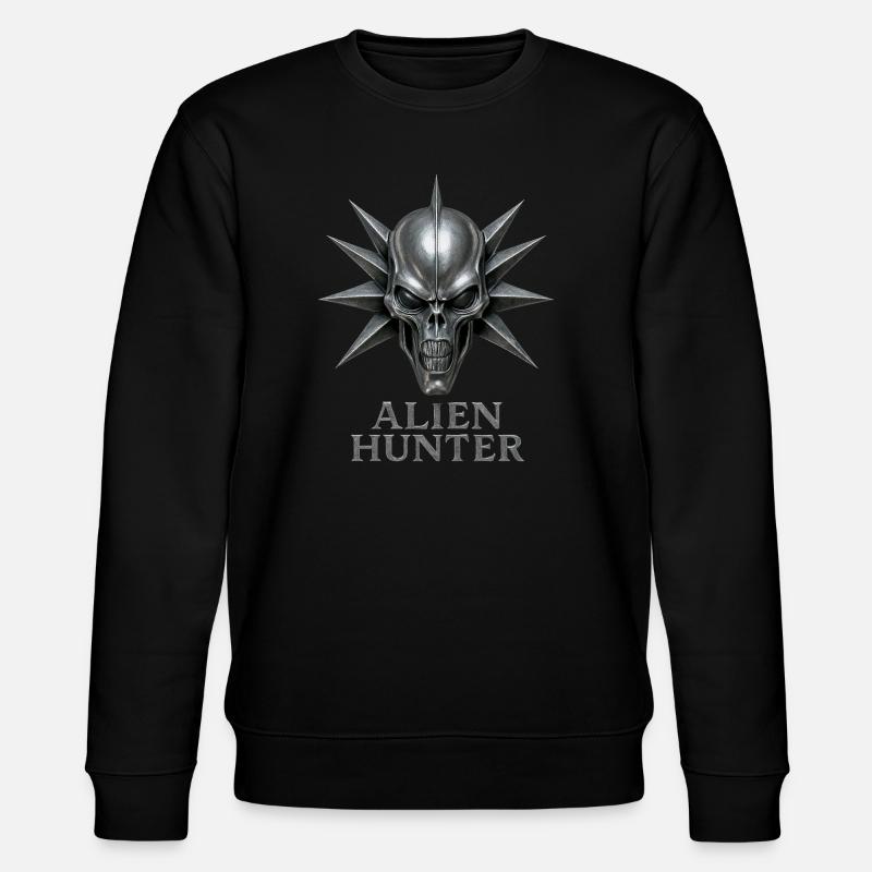 Alien Hunter Schädel-Emblem - Stanley/Stella Unisex Bio-Sweatshirt CHANGER  - Schwarz