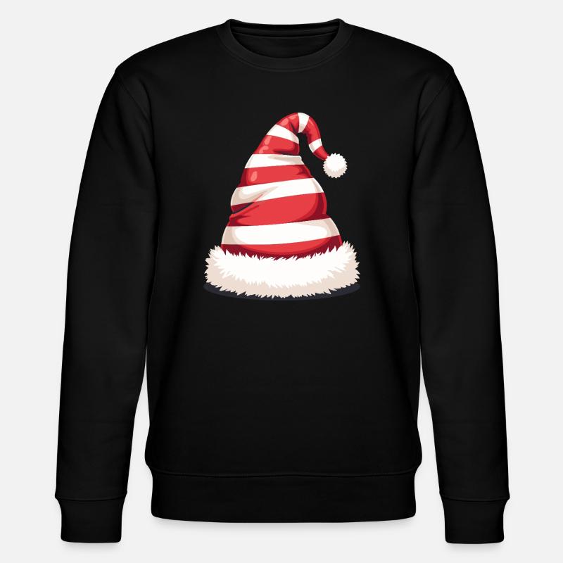 Candy Stripe Santa Hat - Stanley/Stella CHANGER Unisex Organic Sweatshirt - black