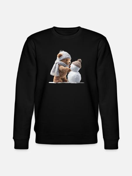 Winterteddy und Schneemann - Stanley/Stella Unisex Bio-Sweatshirt CHANGER  - Schwarz