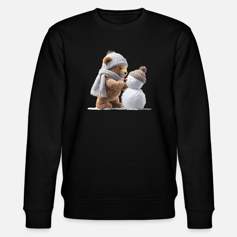 Winter teddy bear and snowman - Stanley/Stella CHANGER Unisex Organic Sweatshirt - black