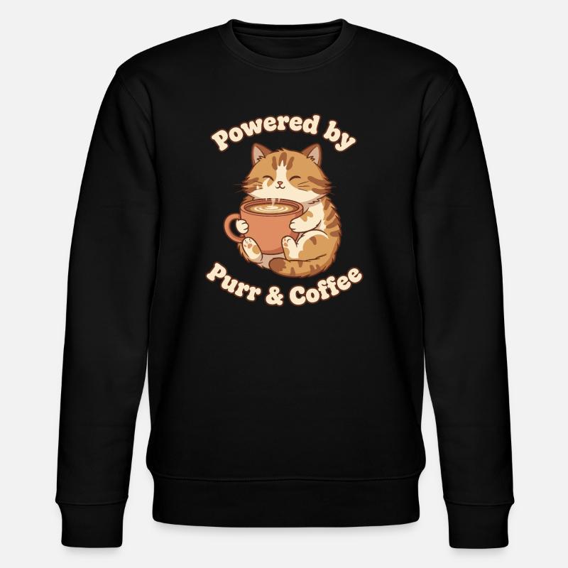 Schnurrende Kaffee-Liebe - Stanley/Stella Unisex Bio-Sweatshirt CHANGER  - Schwarz