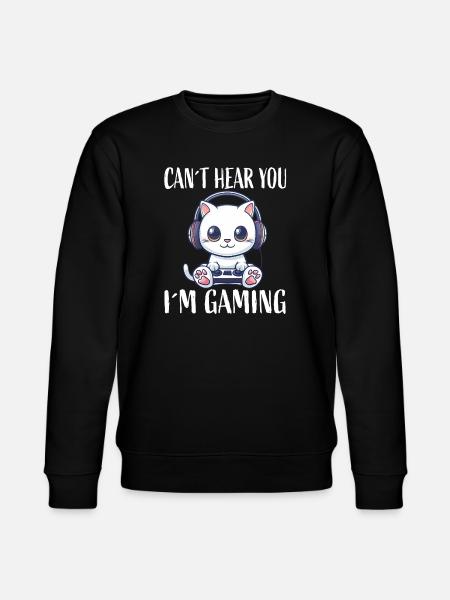 Gaming Katze mit Kopfhörern - Stanley/Stella Unisex Bio-Sweatshirt CHANGER - Schwarz