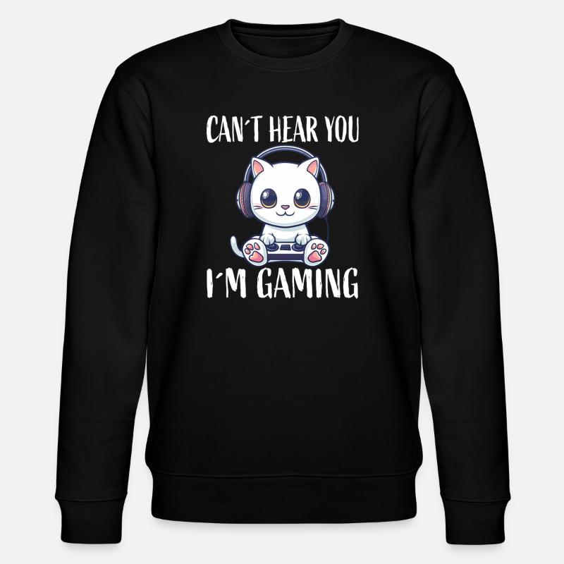 Chat gamer avec un casque - Sweat bio CHANGER Stanley/Stella Unisexe - noir