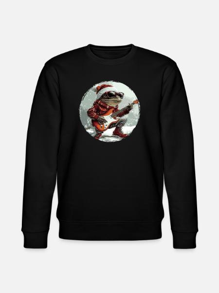 Frog Christmas Guitar - Stanley/Stella CHANGER Unisex Organic Sweatshirt - black