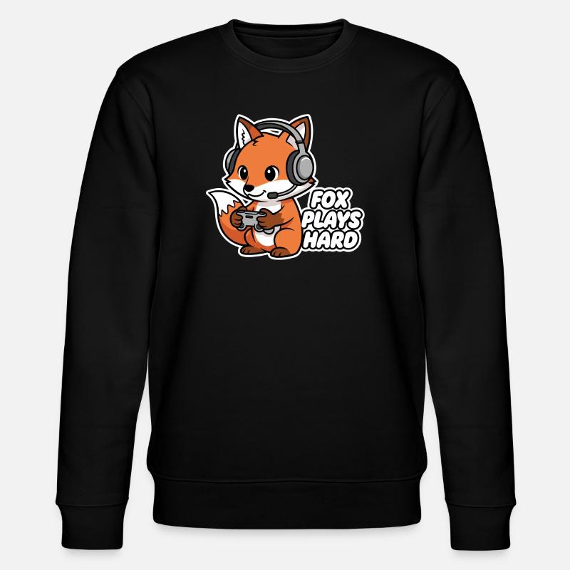 Fox with headset, game hero - Stanley/Stella CHANGER Unisex Organic Sweatshirt - black