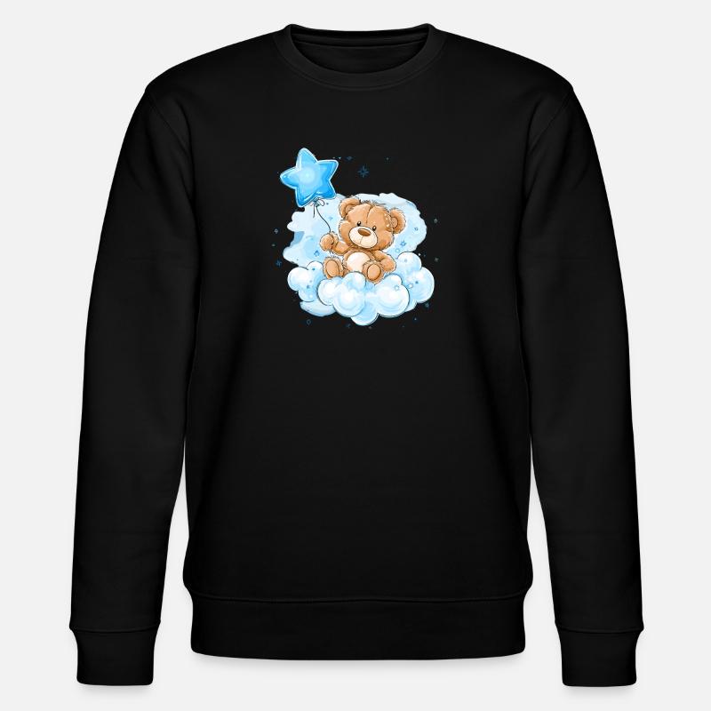 Teddy auf Wolken Ballon - Stanley/Stella Unisex Bio-Sweatshirt CHANGER  - Schwarz