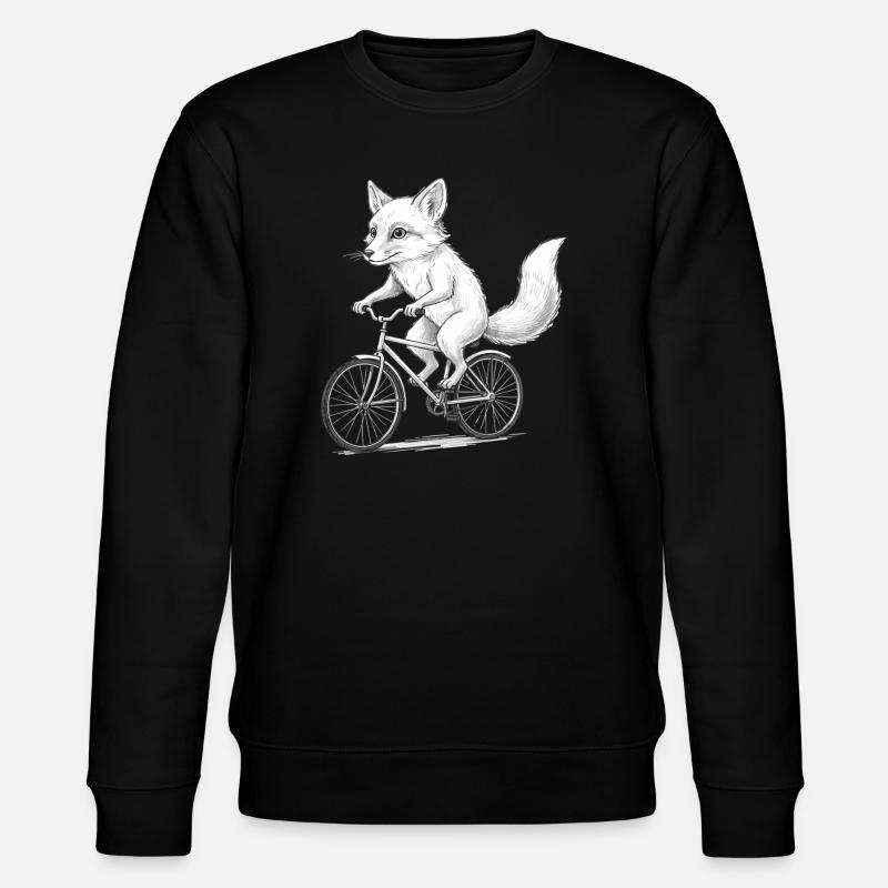 Fox-Radfahrer-Sketch auf dem Fahrrad - Stanley/Stella Unisex Bio-Sweatshirt CHANGER  - Schwarz