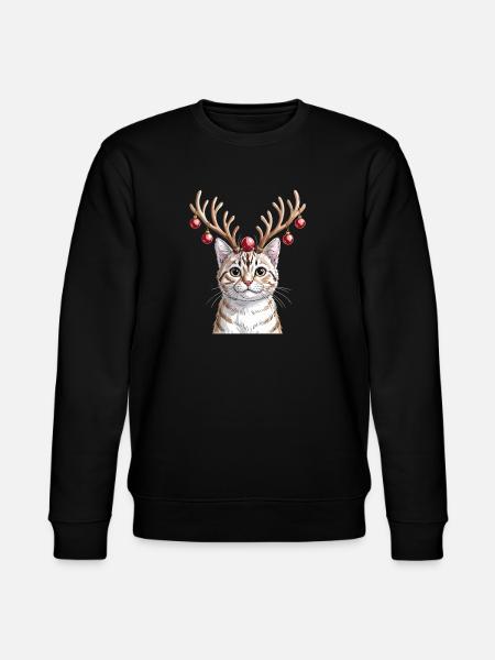Kätzchen Mit Rentiergeweih Und Weihnachtskugeln - Stanley/Stella Unisex Bio-Sweatshirt CHANGER  - Schwarz