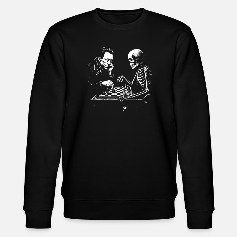 Camus-und-Skelett-Schachduell - Stanley/Stella Unisex Bio-Sweatshirt CHANGER  - Schwarz