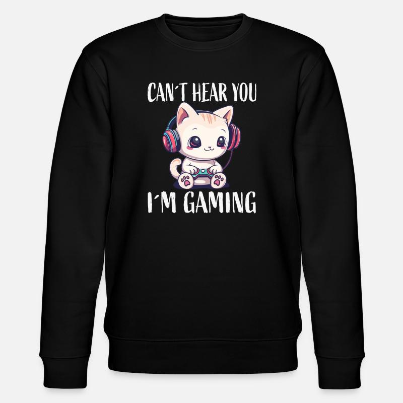 Cat Gaming While Gaming - Stanley/Stella CHANGER Unisex Organic Sweatshirt - black