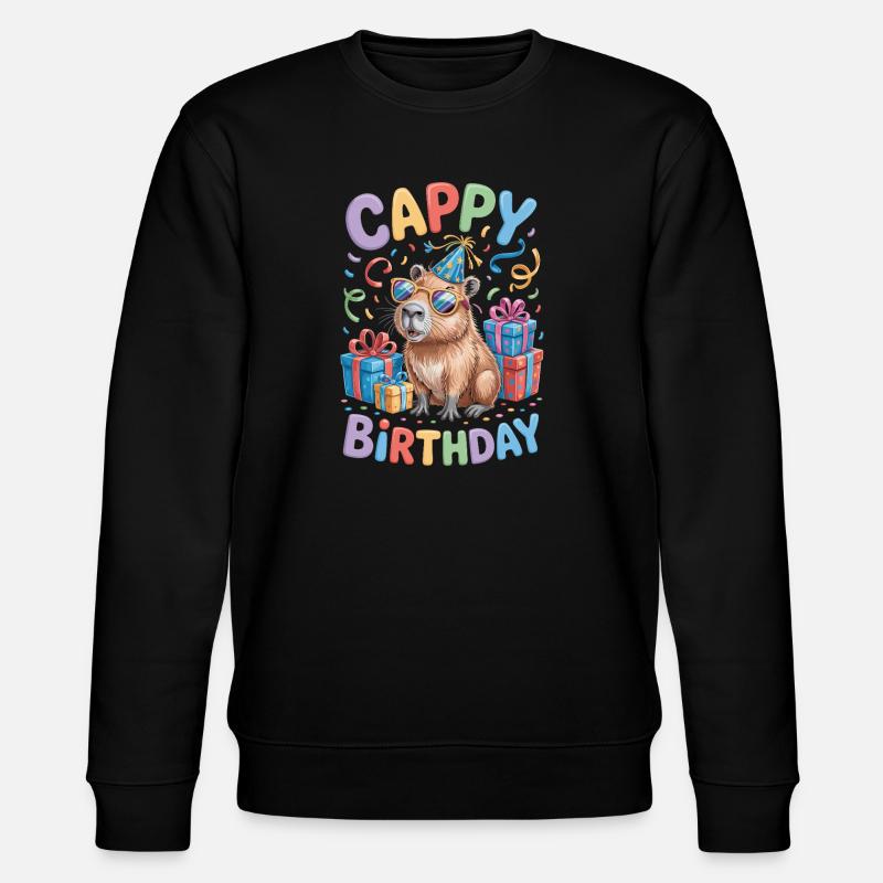Capybara Birthday Cappy Birthday Funny Capy - Stanley/Stella CHANGER Unisex Organic Sweatshirt - black