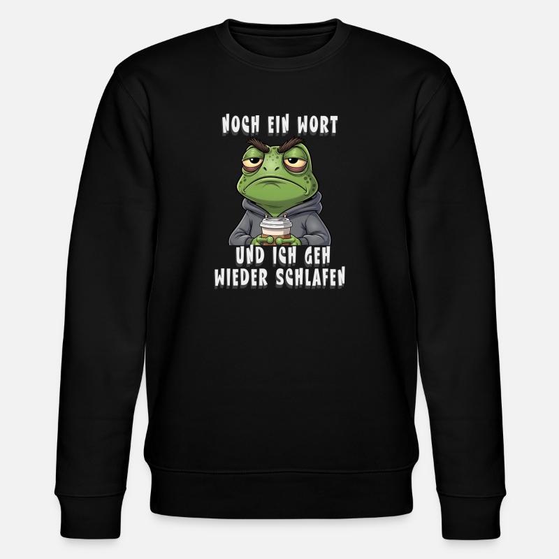 Annoyed frog coffee tiredness - Stanley/Stella CHANGER Unisex Organic Sweatshirt - black