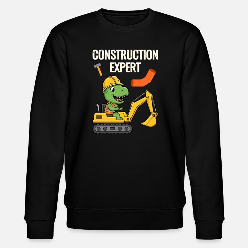Bauarbeiter Dino - Stanley/Stella Unisex Bio-Sweatshirt CHANGER  - Schwarz