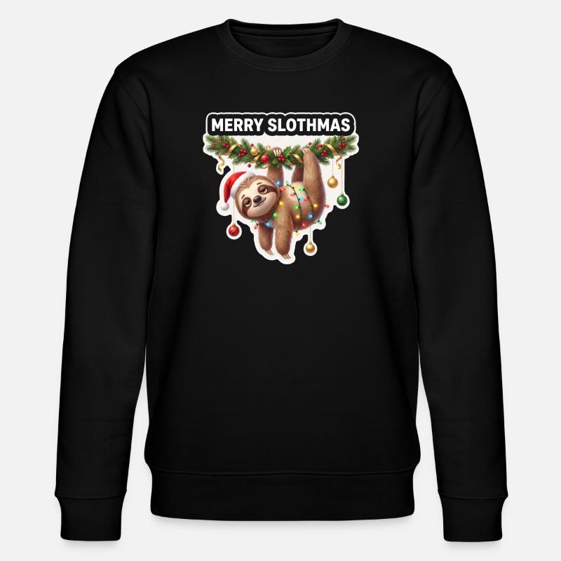 Happy Slothmas String Lights - Stanley/Stella CHANGER Unisex Organic Sweatshirt - black