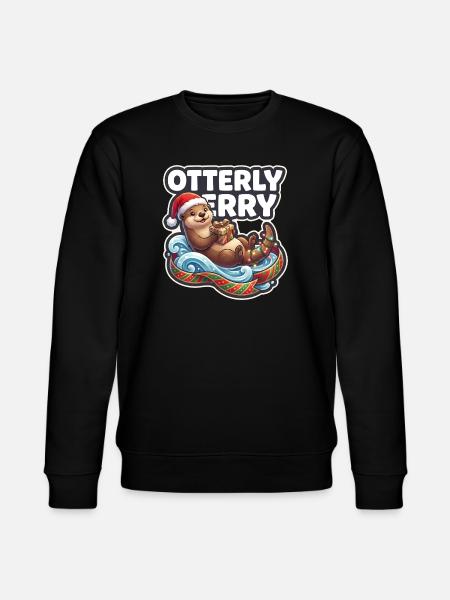 Otterly Merry Christmas Otter - Stanley/Stella CHANGER Unisex Organic Sweatshirt - black