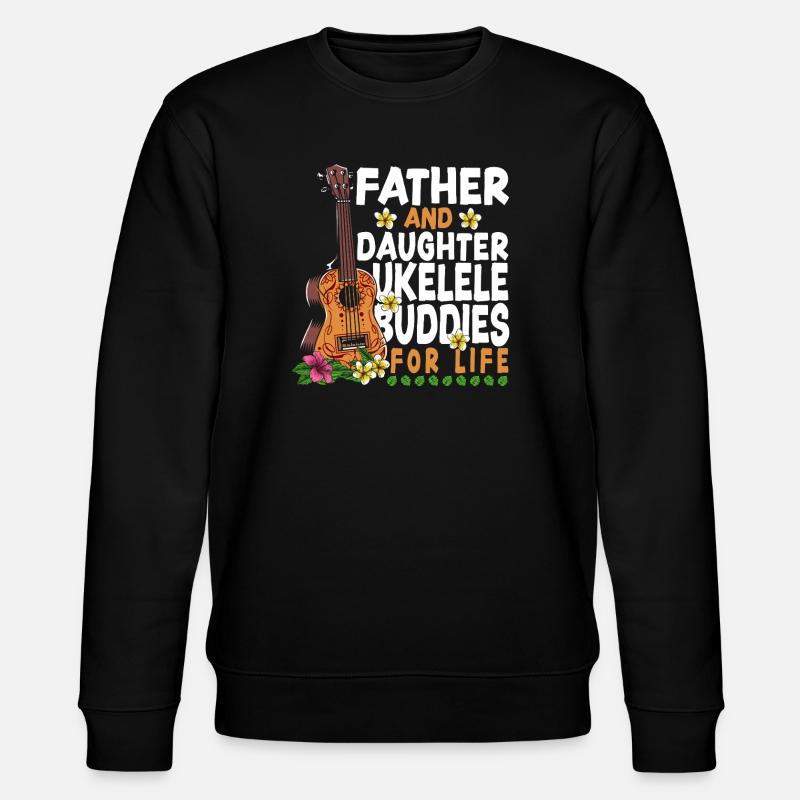 Hawaiian Ukulele Uke Dad Daughter - Stanley/Stella CHANGER Unisex Organic Sweatshirt - black