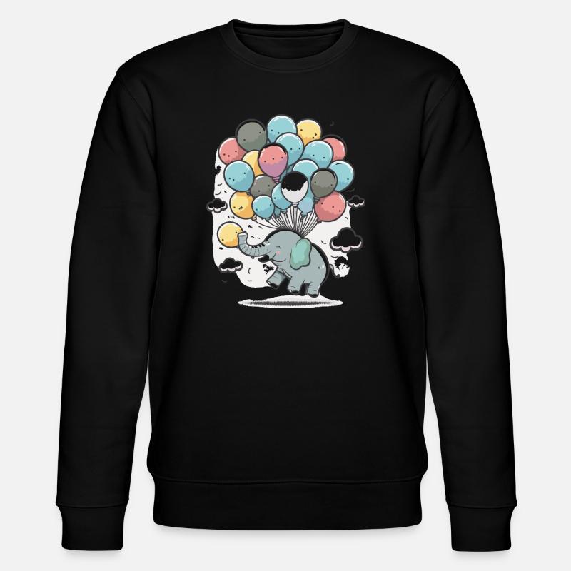 Ballon-Elefant im Wolkenmeer - Stanley/Stella Unisex Bio-Sweatshirt CHANGER  - Schwarz
