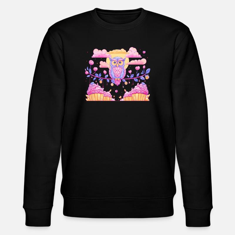 Pastel owl magic over cupcakes - Stanley/Stella CHANGER Unisex Organic Sweatshirt - black
