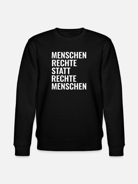 Menschenrechte statt rechte Menschen Antirechts - Stanley/Stella Unisex Bio-Sweatshirt CHANGER - Schwarz
