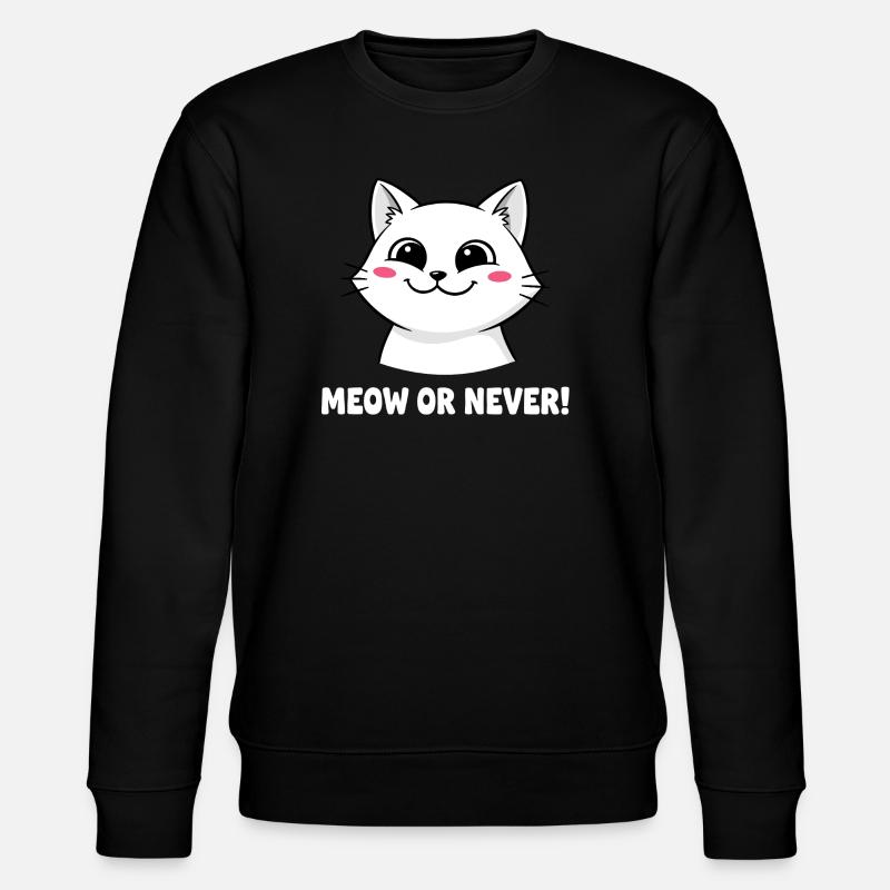 Meow or Never Katze - Stanley/Stella Unisex Bio-Sweatshirt CHANGER  - Schwarz