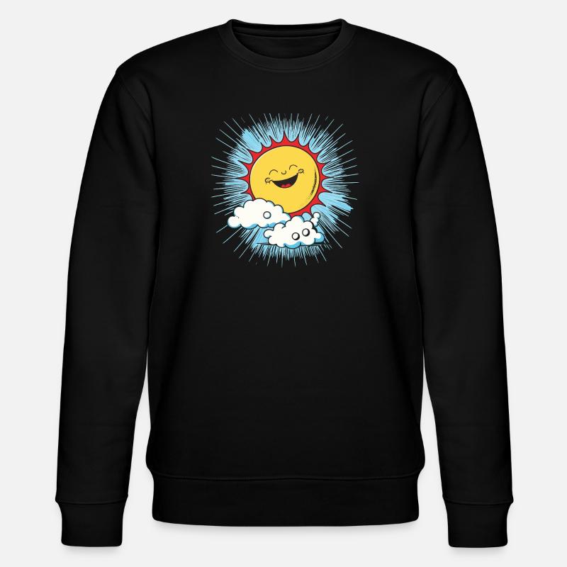 Lächelnde Sonne über Wolken - Stanley/Stella Unisex Bio-Sweatshirt CHANGER  - Schwarz