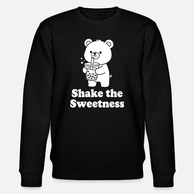 Cuddly Bear with Bubble Tea - Stanley/Stella CHANGER Unisex Organic Sweatshirt - black