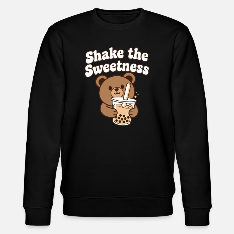 Kawaii Bear with Bubble Tea - Stanley/Stella CHANGER Unisex Organic Sweatshirt - black