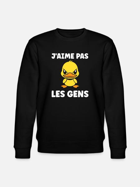I don't like people Cartoon Duck - Stanley/Stella CHANGER Unisex Organic Sweatshirt - black