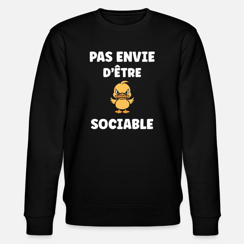 Ich will nicht gesellig sein - Stanley/Stella Unisex Bio-Sweatshirt CHANGER  - Schwarz