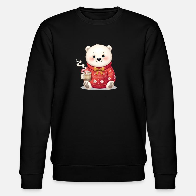 Eisbär im roten Weihnachtspullover - Stanley/Stella Unisex Bio-Sweatshirt CHANGER  - Schwarz
