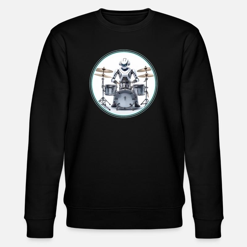 Drum Machine Robot - Stanley/Stella CHANGER Unisex Organic Sweatshirt - black