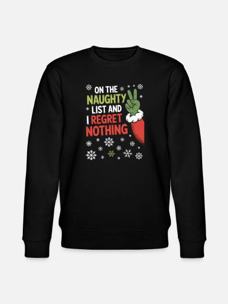 Naughty List I Regret Nothing - Stanley/Stella CHANGER Unisex Organic Sweatshirt - black