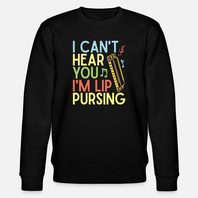 Funny Harmonica Player Lip Pursing Harmonica - Stanley/Stella CHANGER Unisex Organic Sweatshirt - black