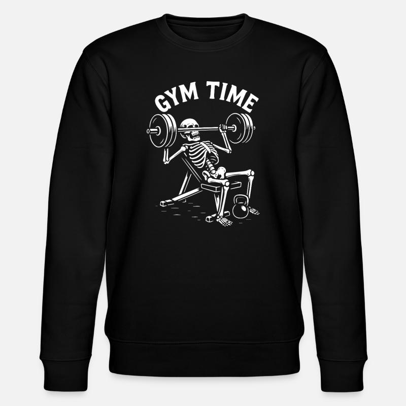 Gym Time Skeleton Lifter - Stanley/Stella CHANGER Unisex Organic Sweatshirt - black