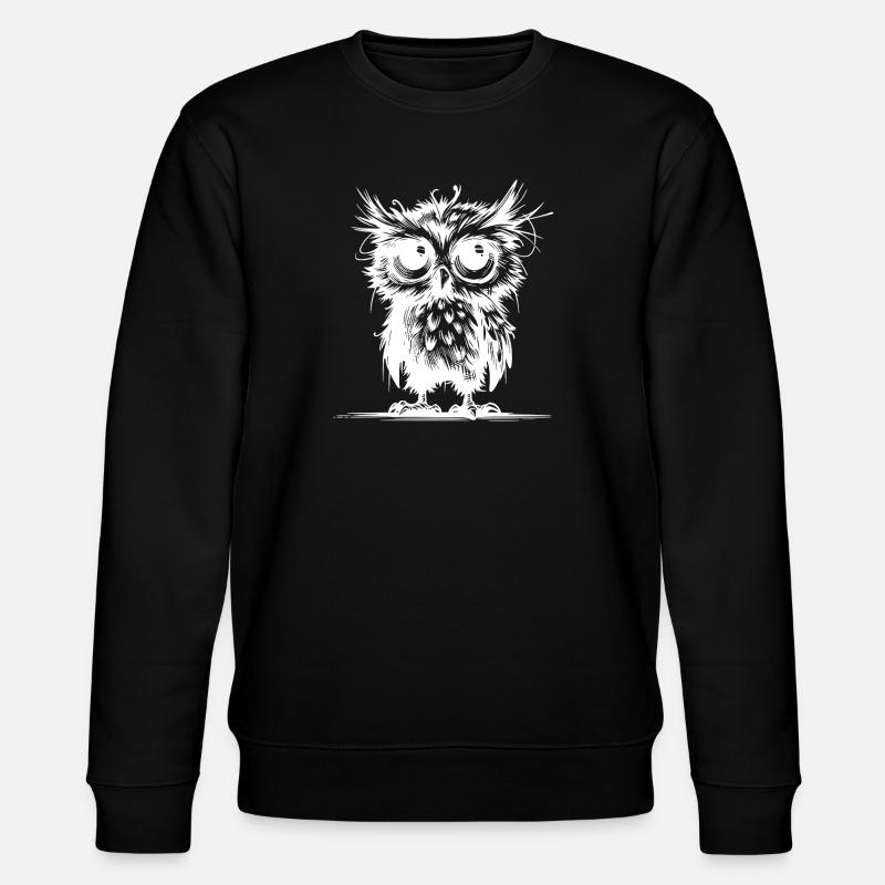 Müde Eulen Wächter des Waldes - Stanley/Stella Unisex Bio-Sweatshirt CHANGER - Schwarz