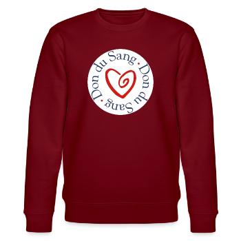 Blood Donation Heart Solidarity - Stanley/Stella CHANGER Unisex Organic Sweatshirt - burgundy - Front - Nik (191cm) & Marisol (170cm)