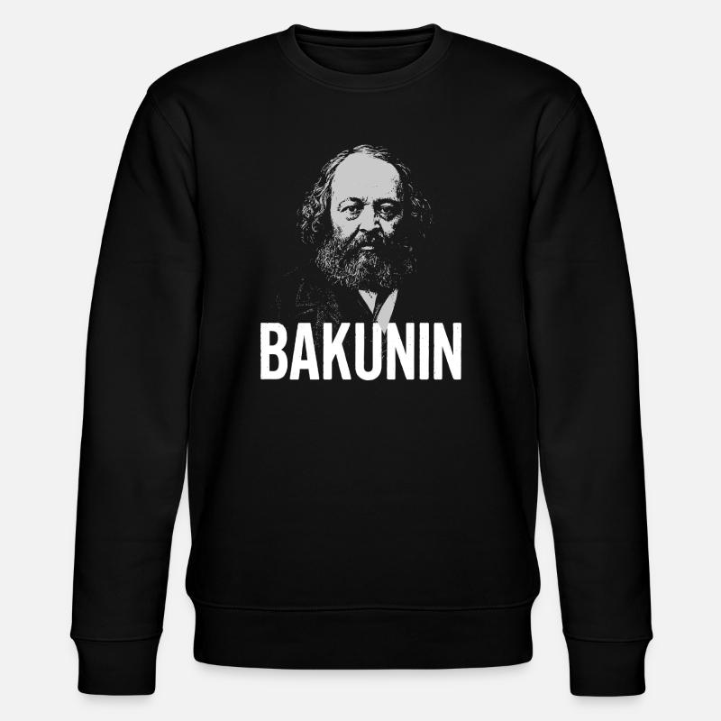 Bakunin-Porträt fette Typografie - Stanley/Stella Unisex Bio-Sweatshirt CHANGER  - Schwarz