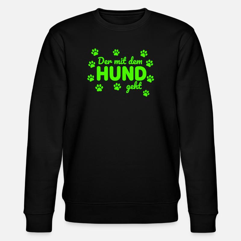 Der mit dem Hund geht Spruch - Stanley/Stella Unisex Bio-Sweatshirt CHANGER  - Schwarz
