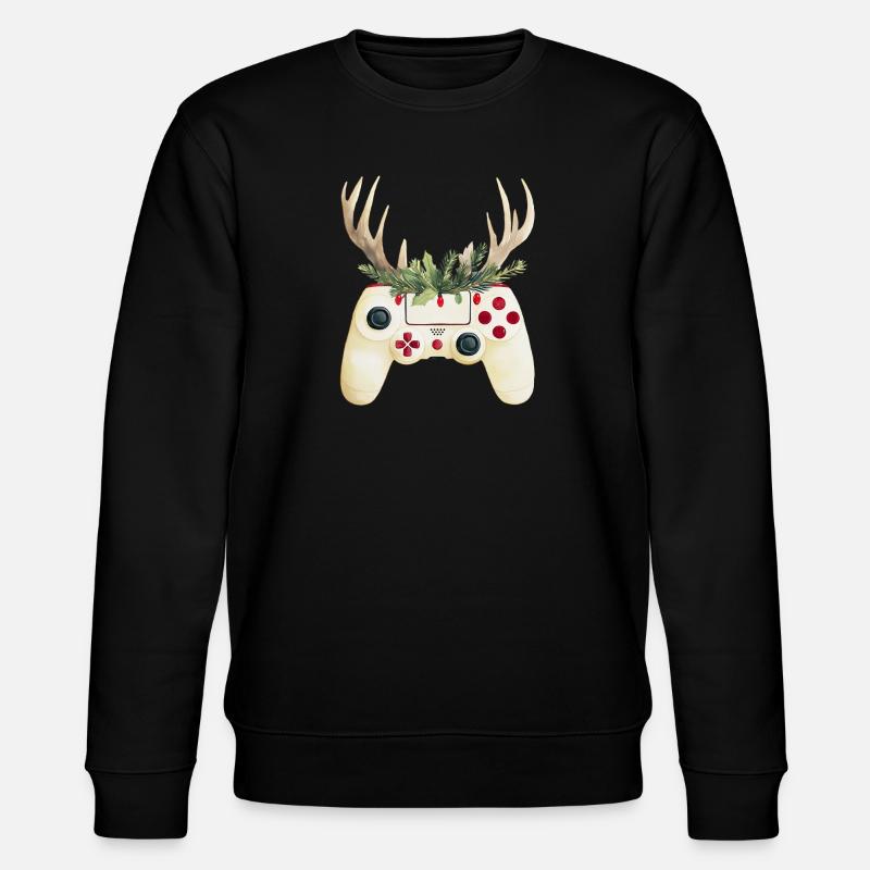 Weihnachtscontroller mit Hirschgeweih - Stanley/Stella Unisex Bio-Sweatshirt CHANGER  - Schwarz