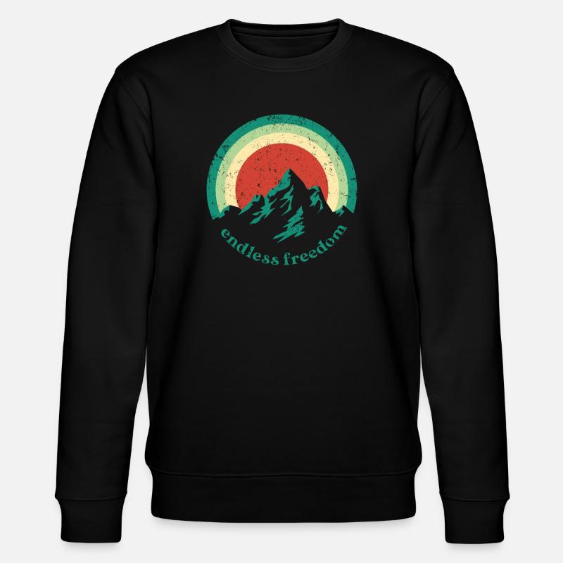 Endless Freedom Mountain Rainbow dans un design rétro - Sweat bio CHANGER Stanley/Stella Unisexe - noir