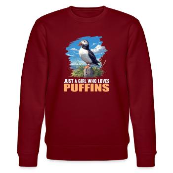 Puffin Papageientaucher - Stanley/Stella Unisex Bio-Sweatshirt CHANGER  - Burgunderrot - Vorne - Nik (191cm) & Marisol (170cm)
