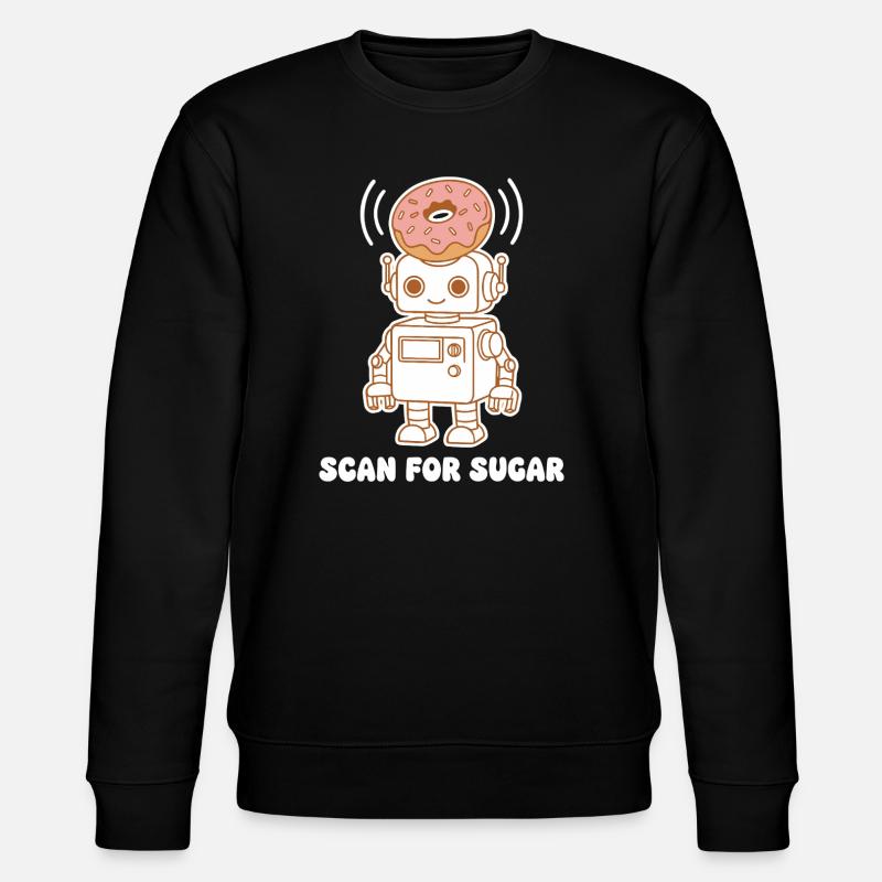 Donut-Roboter: Scan for Sugar - Stanley/Stella Unisex Bio-Sweatshirt CHANGER  - Schwarz