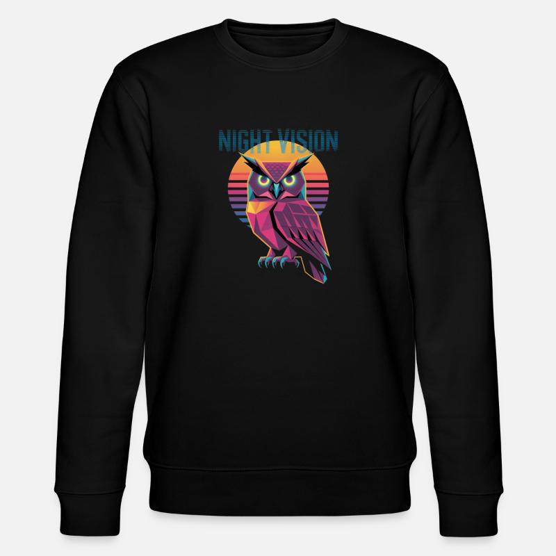 Night Vision Eule Retro Synthwave Sunset - Stanley/Stella Unisex Bio-Sweatshirt CHANGER  - Schwarz