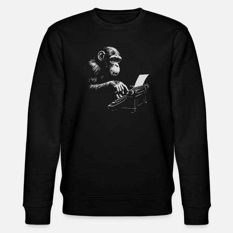 Chimp Typist Imprimé rétro - Sweat bio CHANGER Stanley/Stella Unisexe - noir