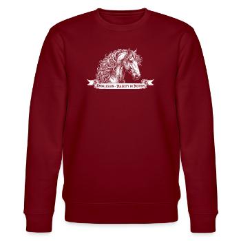 Andalusier Pferd - Majesty in Motion Vintage - Stanley/Stella Unisex Bio-Sweatshirt CHANGER  - Burgunderrot - Vorne - Nik (191cm) & Marisol (170cm)
