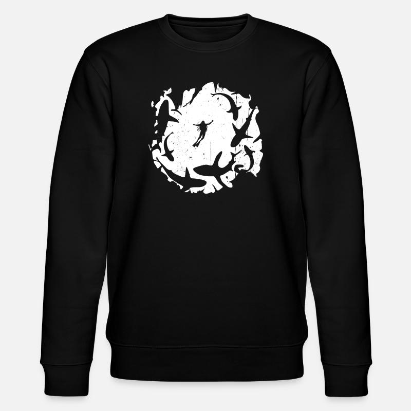 Diver in Circular Shark Silhouette - Stanley/Stella CHANGER Unisex Organic Sweatshirt - black