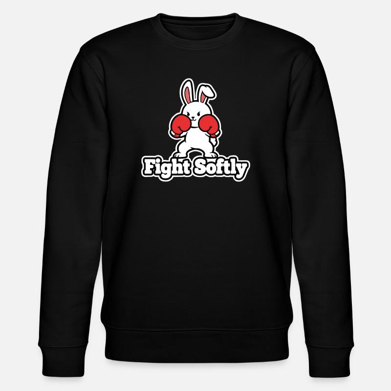 Kuschelbunny Boxkampf-Design Fight Softly - Stanley/Stella Unisex Bio-Sweatshirt CHANGER  - Schwarz