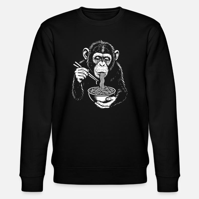 Illustration der Schimpansen-Nudelschale - Stanley/Stella Unisex Bio-Sweatshirt CHANGER  - Schwarz